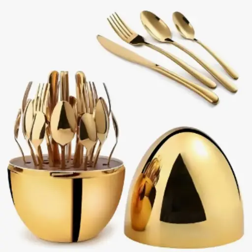 [JAM25910-10] VAJILLA DE 24 PIEZAS CON FORMA DE HUEVO CUBIERTOS